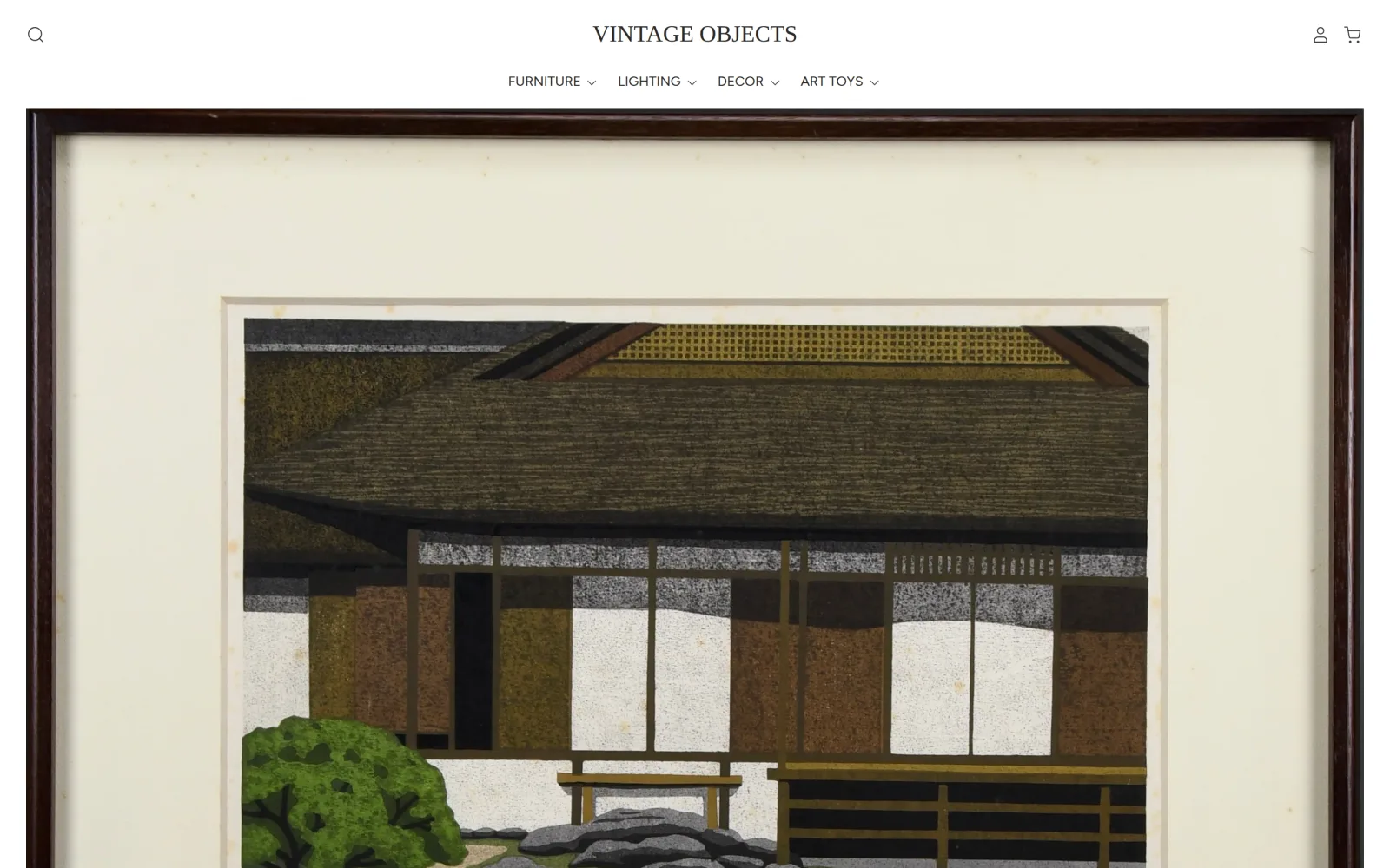 Voor: homepage van Vintage Objects op een laptop